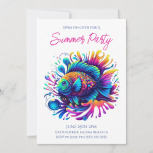 Invitation Fête d'été - Poissons colorés