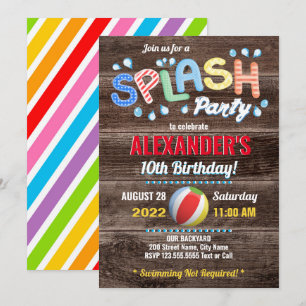 Invitation Fête d'été pour enfants avec éclaboussures d'eau