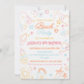 Invitation Fête d'été pour filles| Anniversaire de la plage c (Devant)