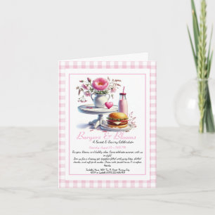 Invitation Fête d'été romantique Burger aquarelle & Rose