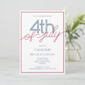 Invitation Fête d'été Rouge Blanc et Bleu 4 juillet (Debout devant)