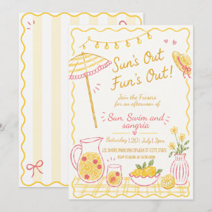 Invitation Fête d'été Sun's Out Fun's Out dessinée à la main