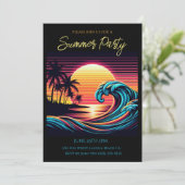 Invitation Fête d'été - Sunset Retro Surf Wave (Debout devant)