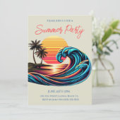 Invitation Fête d'été - Sunset Retro Surf Wave (Debout devant)