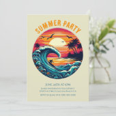 Invitation Fête d'été - Surfer rétro au coucher du soleil (Debout devant)