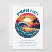 Invitation Fête d'été - Surfeur rétro (Devant)