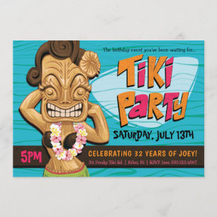 Invitation Fête d'été Tiki Girl Birthday Party Luau