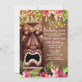 Invitation Fête d'été Tiki Luau en bois hawaïen (Devant)