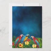 Invitation Fête d'été tropical bleu nuit parroquets (Dos)