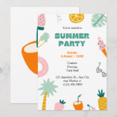 Invitation Fête d'été tropicale  (Devant / Derrière)