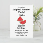 Invitation Fête d'été tropicale drôle avec fruit de pastèque (Debout devant)