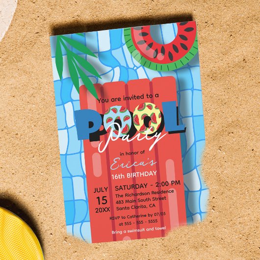 Invitation Fête d'été tropicale fête de la piscine