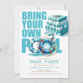 Invitation Fête d'été turquoise BYO Piscine Aquarelle (Devant)