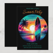Invitation Fête d'été - Vibes de surf couché de soleil- (Devant / Derrière)