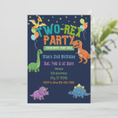 Invitation Fête Deux-Rex Dinosaure 2e Anniversaire (Debout devant)