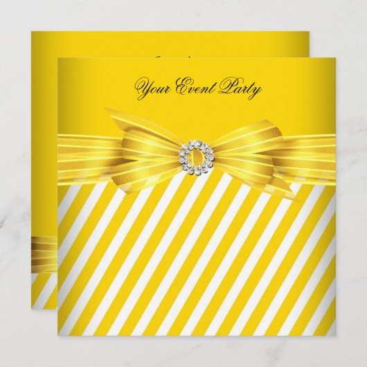 Invitation Fête d'événement All Occasion Yellow White Stripe (Devant / Derrière)