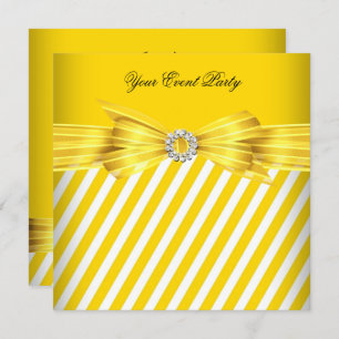 Invitation Fête d'événement All Occasion Yellow White Stripe