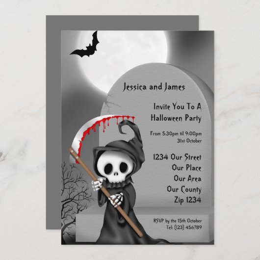 Invitation Fête d'Halloween (Devant / Derrière)
