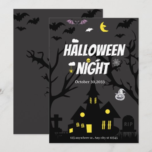 Invitation Fête d'Halloween (Devant / Derrière)