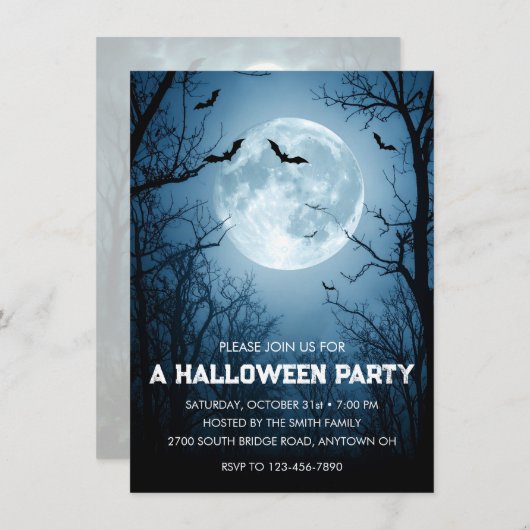 Invitation Fête d'Halloween (Devant / Derrière)