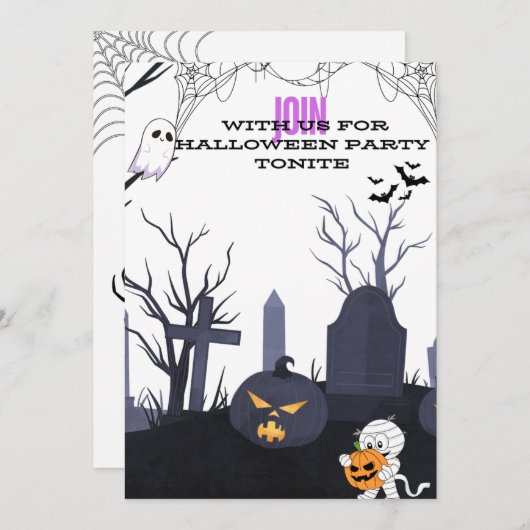 Invitation Fête d'Halloween (Devant / Derrière)
