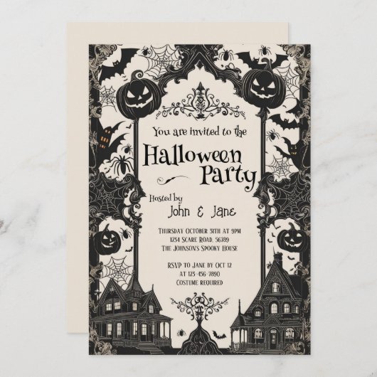 Invitation Fête d'Halloween (Devant / Derrière)