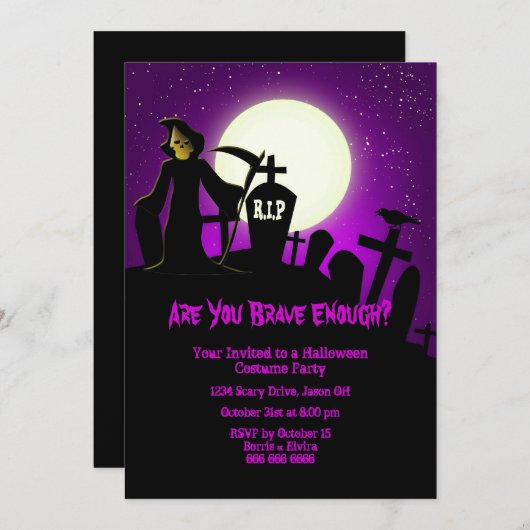 Invitation Fête d'Halloween (Devant / Derrière)