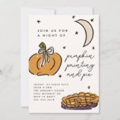 Invitation Fête d'Halloween à la peinture Citrouille illustré (Devant)