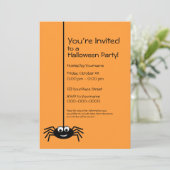 Invitation Fête d'Halloween à l'araignée noire (Debout devant)