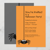Invitation Fête d'Halloween à l'araignée noire (Devant / Derrière)