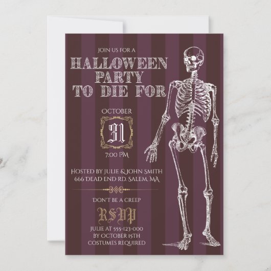 Invitation Fête D'Halloween À Mourrir Pour (Devant)