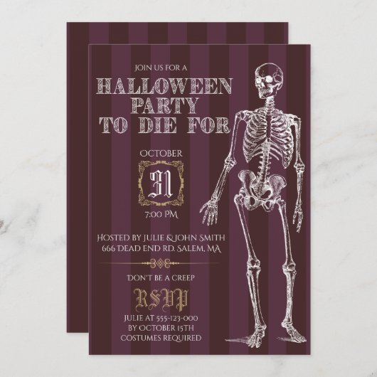 Invitation Fête D'Halloween À Mourrir Pour (Devant / Derrière)