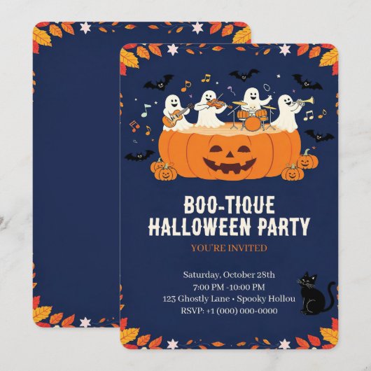 Invitation Fête d'Halloween adorable (Devant / Derrière)
