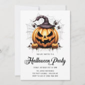 Invitation Fête d'Halloween adulte Citrouille moderne Araigné (Devant)