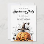 Invitation Fête d'Halloween adulte Citrouille moderne Araigné (Devant)