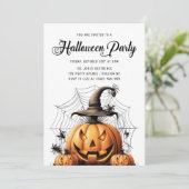 Invitation Fête d'Halloween adulte Citrouille moderne Araigné (Debout devant)
