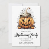 Invitation Fête d'Halloween adulte Citrouille moderne Araigné (Devant)