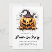 Invitation Fête d'Halloween adulte Citrouille moderne Araigné (Devant)