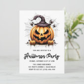 Invitation Fête d'Halloween adulte Citrouille moderne Araigné (Debout devant)