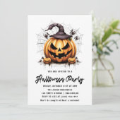 Invitation Fête d'Halloween adulte Citrouille moderne Araigné (Debout devant)