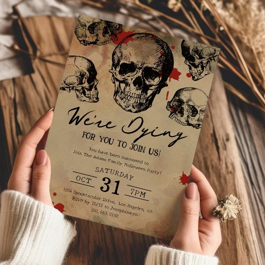 Invitation Fête d'Halloween adulte crâne vintage