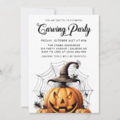 Invitation Fête d'Halloween adulte de Citrouille moderne (Devant)