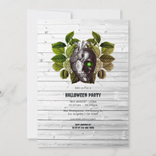 Invitation Fête d'Halloween adulte en bois rustique