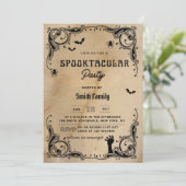 Invitation Fête d'Halloween adulte Vintage gothique Éffrayant (Debout devant)