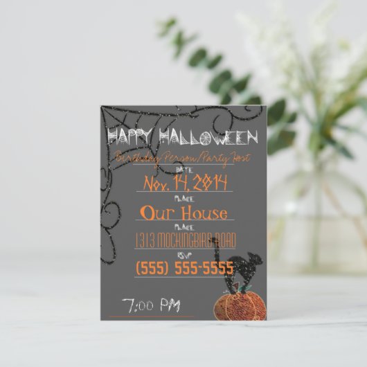 Invitation Fête d'Halloween/Anniversaire (Debout devant)