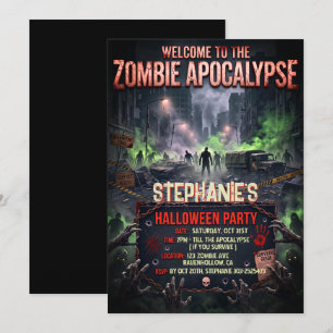 Invitation Fête d'Halloween Apocalypse Zombie