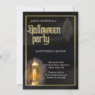 Invitation Fête d'Halloween au logo noir or corporatif effray