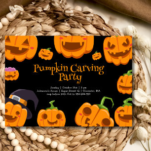 Invitation Fête d'Halloween avec découpage de citrouille