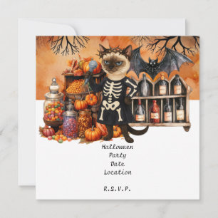 Invitation Fête d'Halloween avec des chats et des gâteaux