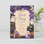Invitation Fête d'Halloween avec des fantômes mignons (Debout devant)